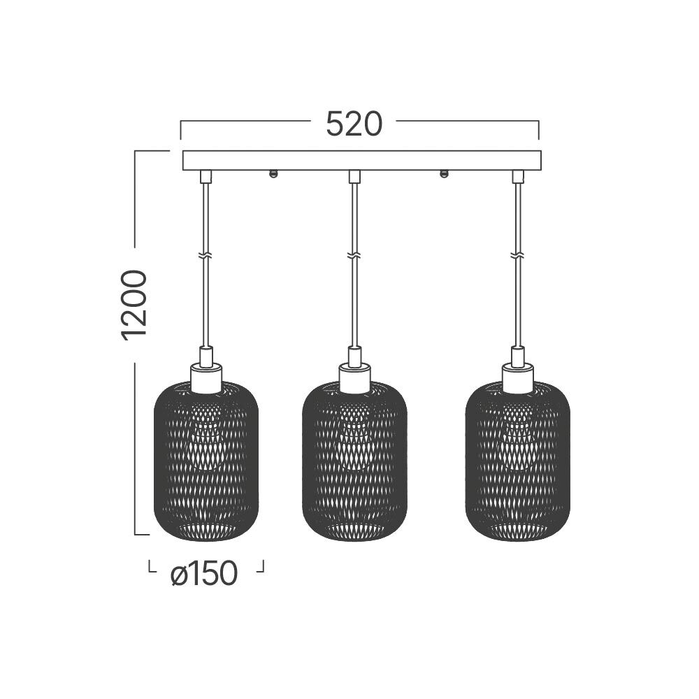 BRY-W001S-3H-3xE27-WDN-PENDANT LIGHT - 4