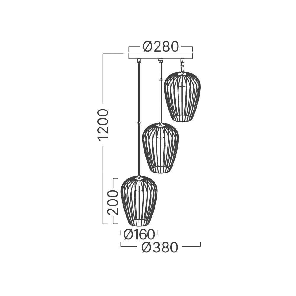 BRY-W005R-3H-3xE27-BLC-PENDANT LIGHT - 4