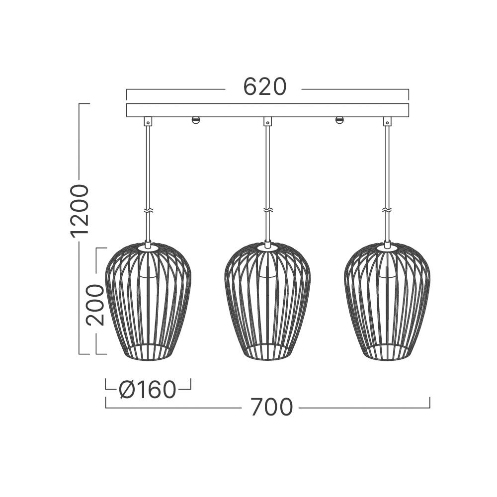 BRY-W005S-3H-3xE27-BLC-PENDANT LIGHT - 4