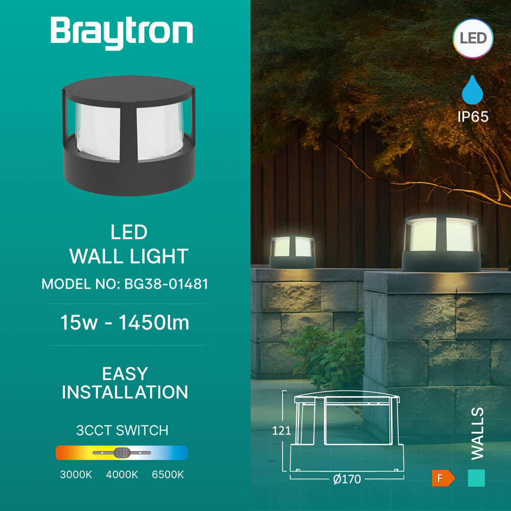 BRY-WALLS-G1-RND-BLC-15W-3IN1-IP65-WALL LIGHT - 3
