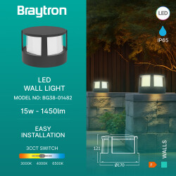 BRY-WALLS-G1-RND-GRY-15W-3IN1-IP65-WALL LIGHT - 3