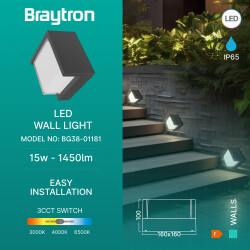 BRY-WALLS-G1-SQR-BLC-15W-3IN1-IP65-WALL LIGHT - 3