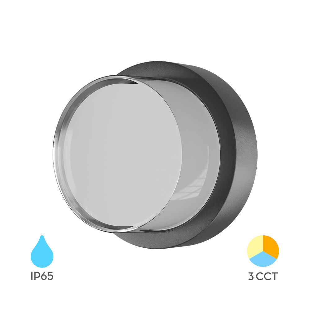 BRY-WALLS-G2-RND-GRY-15W-3IN1-IP65-WALL LIGHT - 1
