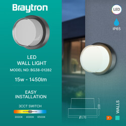BRY-WALLS-G2-RND-GRY-15W-3IN1-IP65-WALL LIGHT - 3