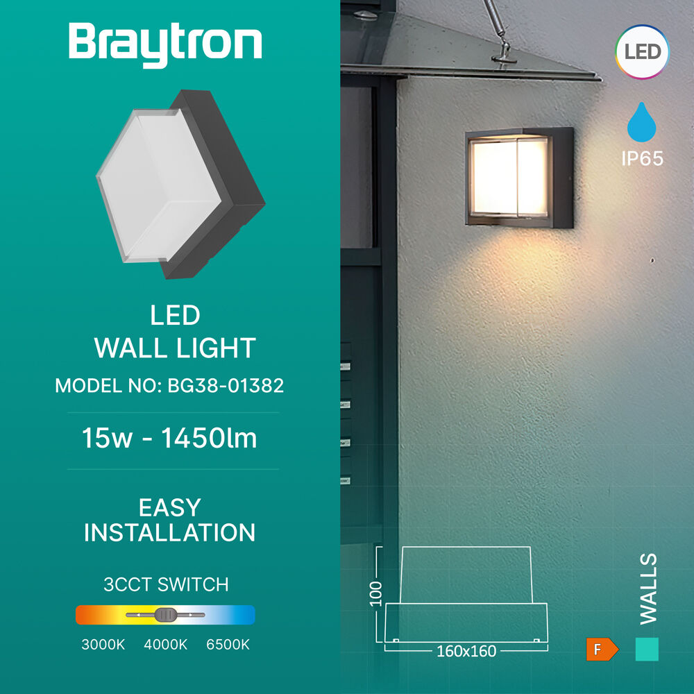 BRY-WALLS-G2-SQR-GRY-15W-3IN1-IP65-WALL LIGHT - 3