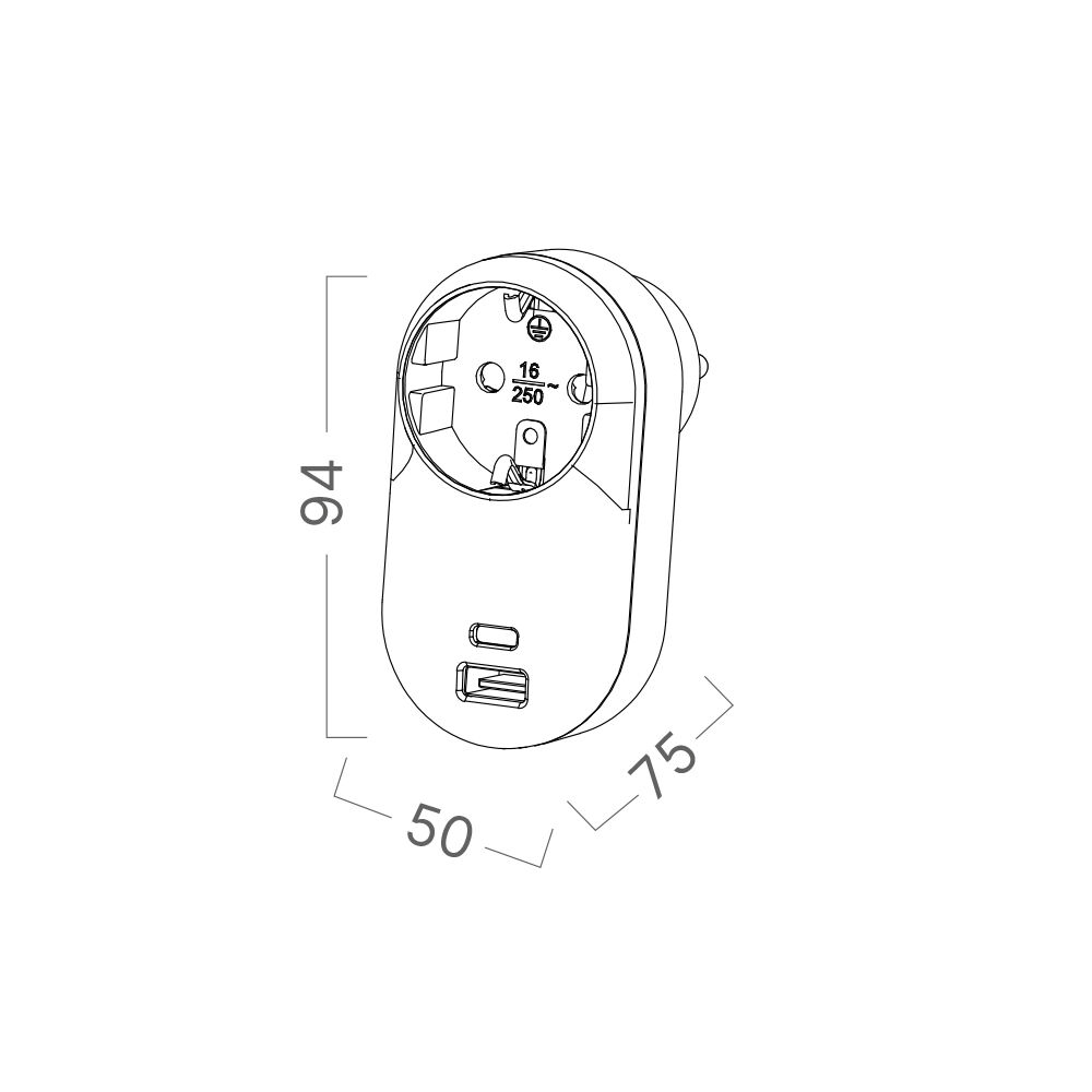BRY-XLINE-TR1-17W-1WAY-USBA/C-3.4A-W/CP-EU-SOCKET - 3